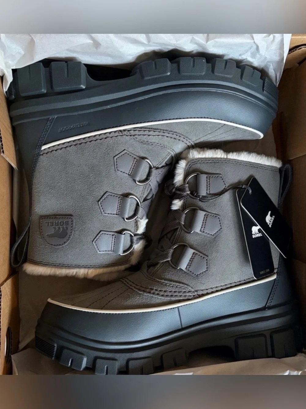 ✨$80✨NWT•SOREL Women's Tivoli V Waterproof Boot | Quarry, Grill 7.5
